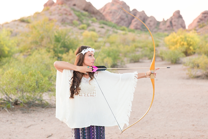 Leah Hope Photography | Arizona Desert Boho Archery Pictures 