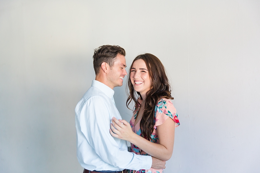 Leah Hope Photography | Downtown Phoenix Indoor White Brick Wall Studio Married Couple Romantic Fashion Pictures
