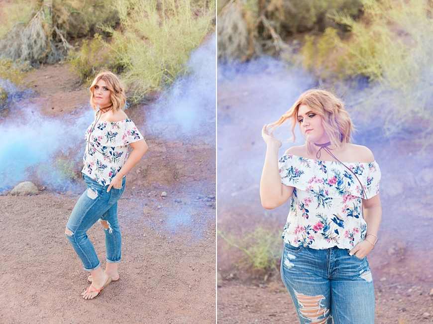 Leah Hope Photography | Tempe Scottsdale Arizona Papago Park Smoke Bomb Confetti Studio 2017 Senior Pictures