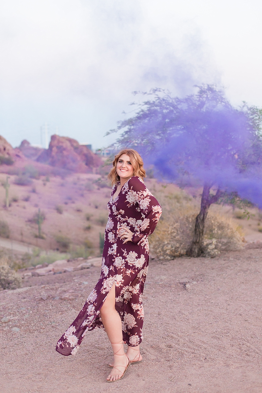 Leah Hope Photography | Tempe Scottsdale Arizona Papago Park Smoke Bomb Confetti Studio 2017 Senior Pictures