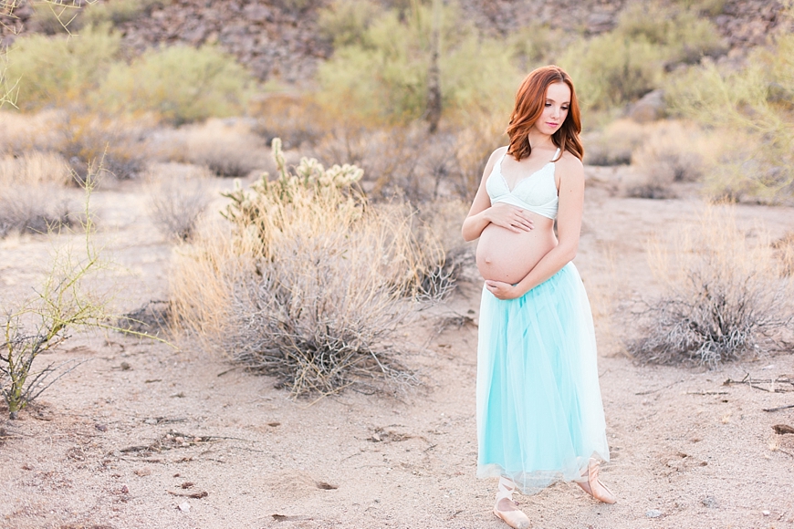 Leah Hope Photography | Scottsdale Phoenix Arizona Desert Cactus Ballet Pregnant Ballerina Tutu Maternity Bump Pictures