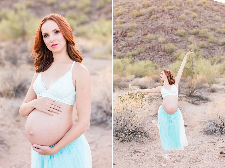 Leah Hope Photography | Scottsdale Phoenix Arizona Desert Cactus Ballet Pregnant Ballerina Tutu Maternity Bump Pictures
