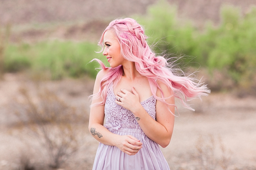 Leah Hope Photography | Phoenix Scottsdale Arizona South Mountain Desert Fashion Cotton Candy Colors Girl Pink Hair Pictures