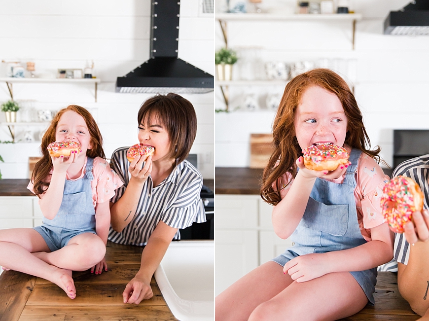 Leah Hope Photography | Phoenix Scottsdale Arizona Indoor Boho Chic Home Donut Lifestyle Mother Daughter Family Pictures