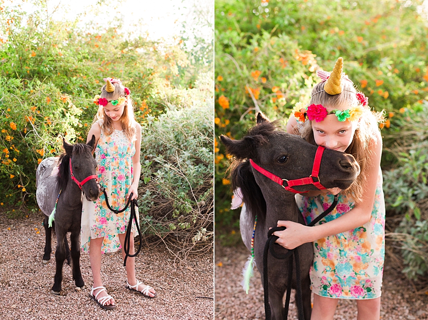 Leah Hope Photography | Scottsdale Phoenix Arizona Mini Horses Magical Unicorn Child Pictures 