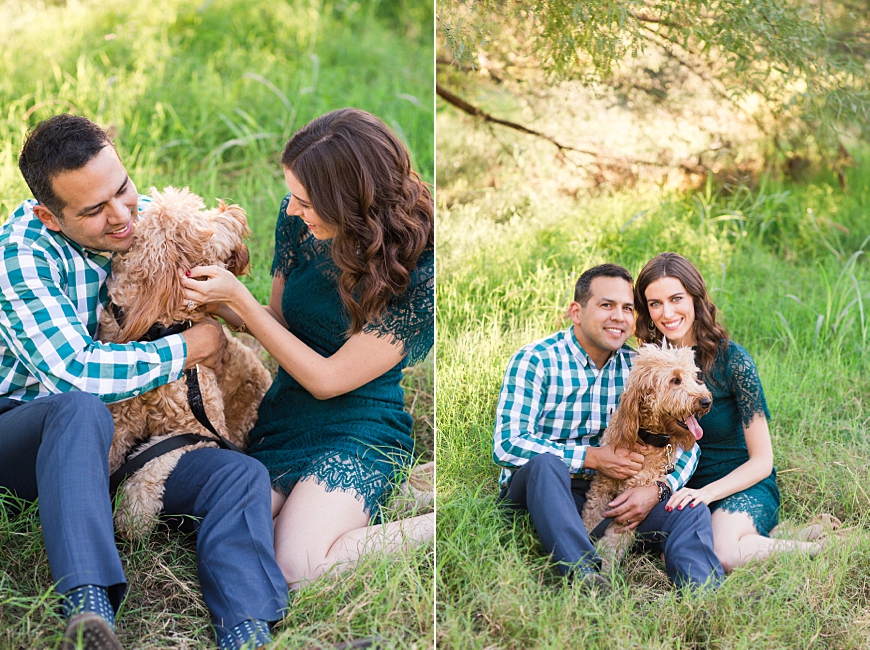 Leah Hope Photography | Scottsdale Phoenix Arizona Nature Field Wash Couple with Dog Pictures