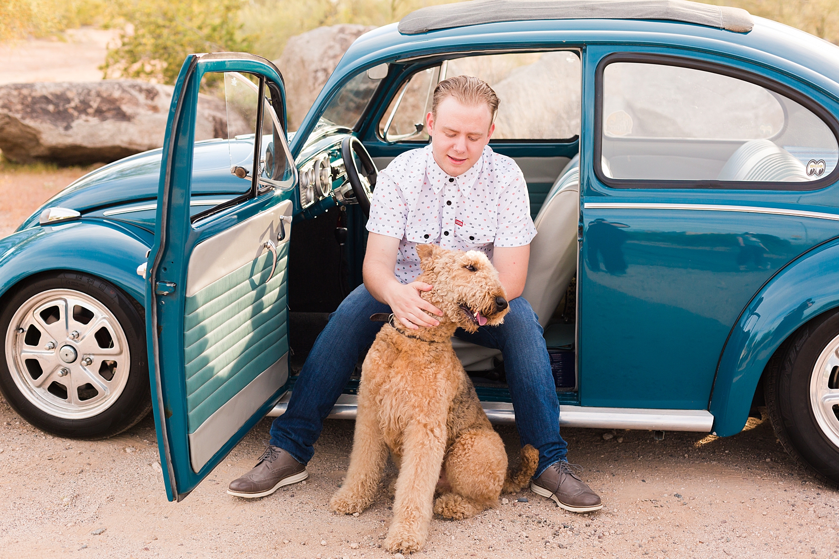 Leah Hope Photography | Scottsdale Phoenix Arizona Desert Landscape VW Bug Dog Senior Boy Pictures