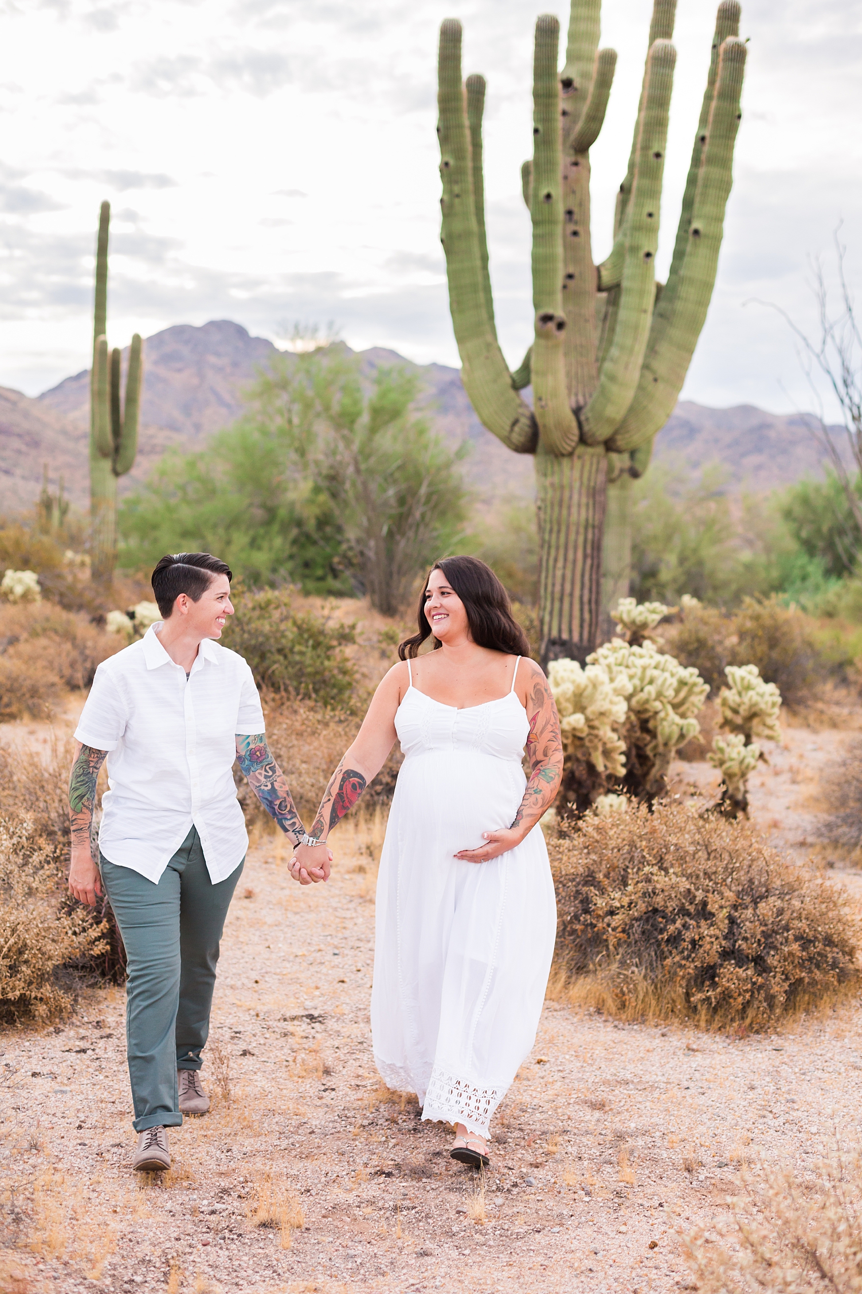 Leah Hope Photography | Scottsdale Phoenix Arizona Desert Cactus Same Sex Maternity Photos