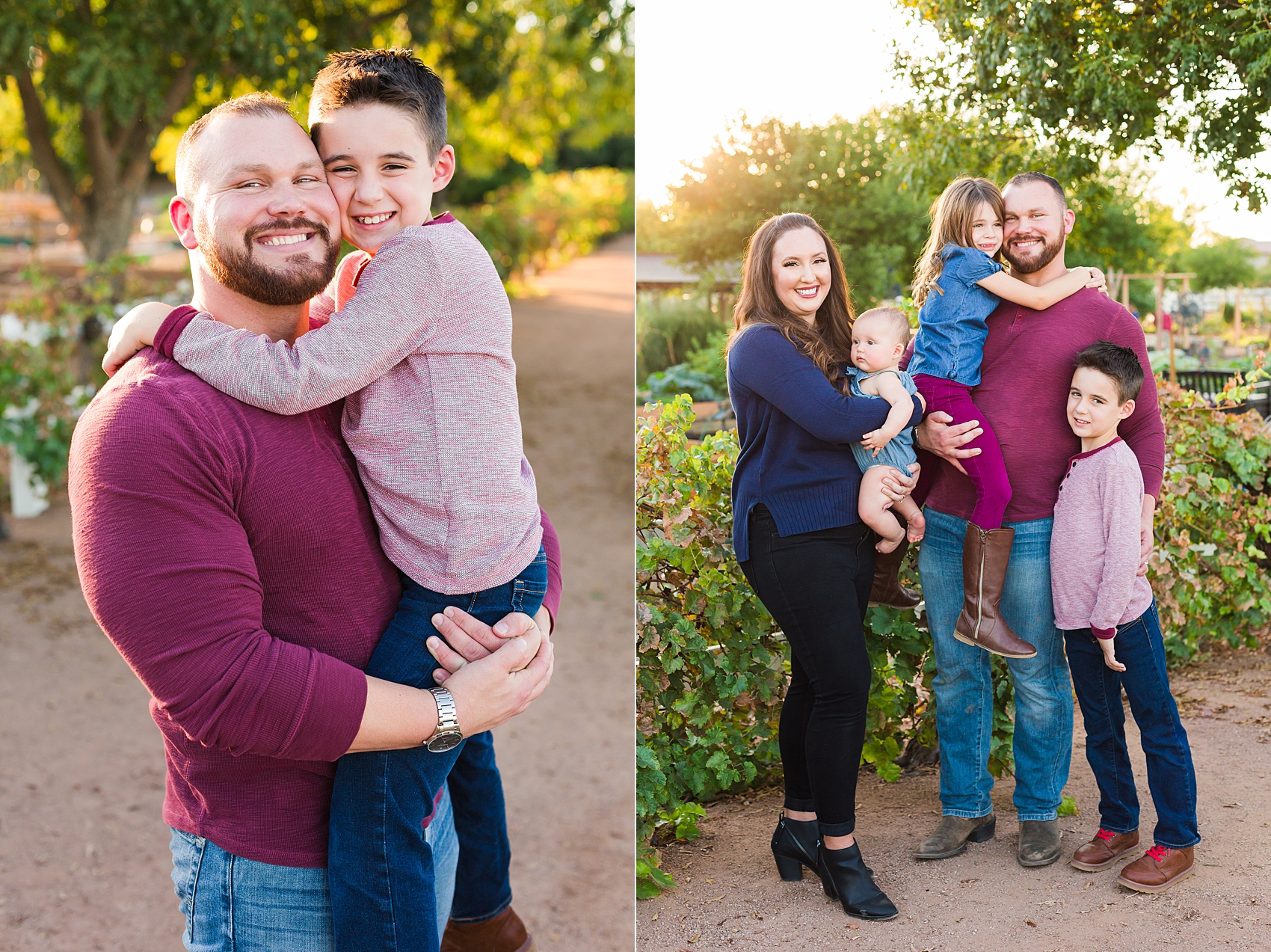 Leah Hope Photography | Gilbert Arizona Agritopia | Outdoor Greenery Family Pictures | What to Wear | Family Poses | Sibling Photos