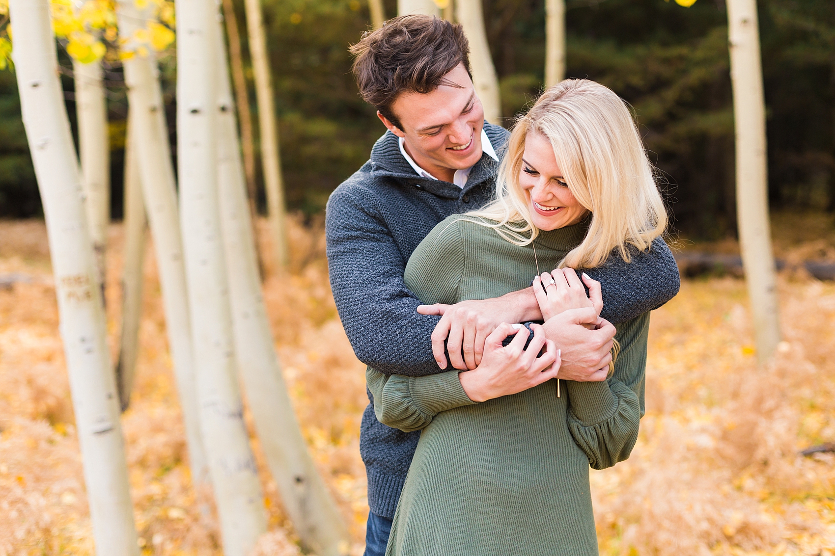 Leah Hope Photography | Flagstaff Arizona | Aspen Corner | Fall Yellow Aspen Leaves | Engagement Pictures | What to Wear | Couples Poses | In Love | Engaged
