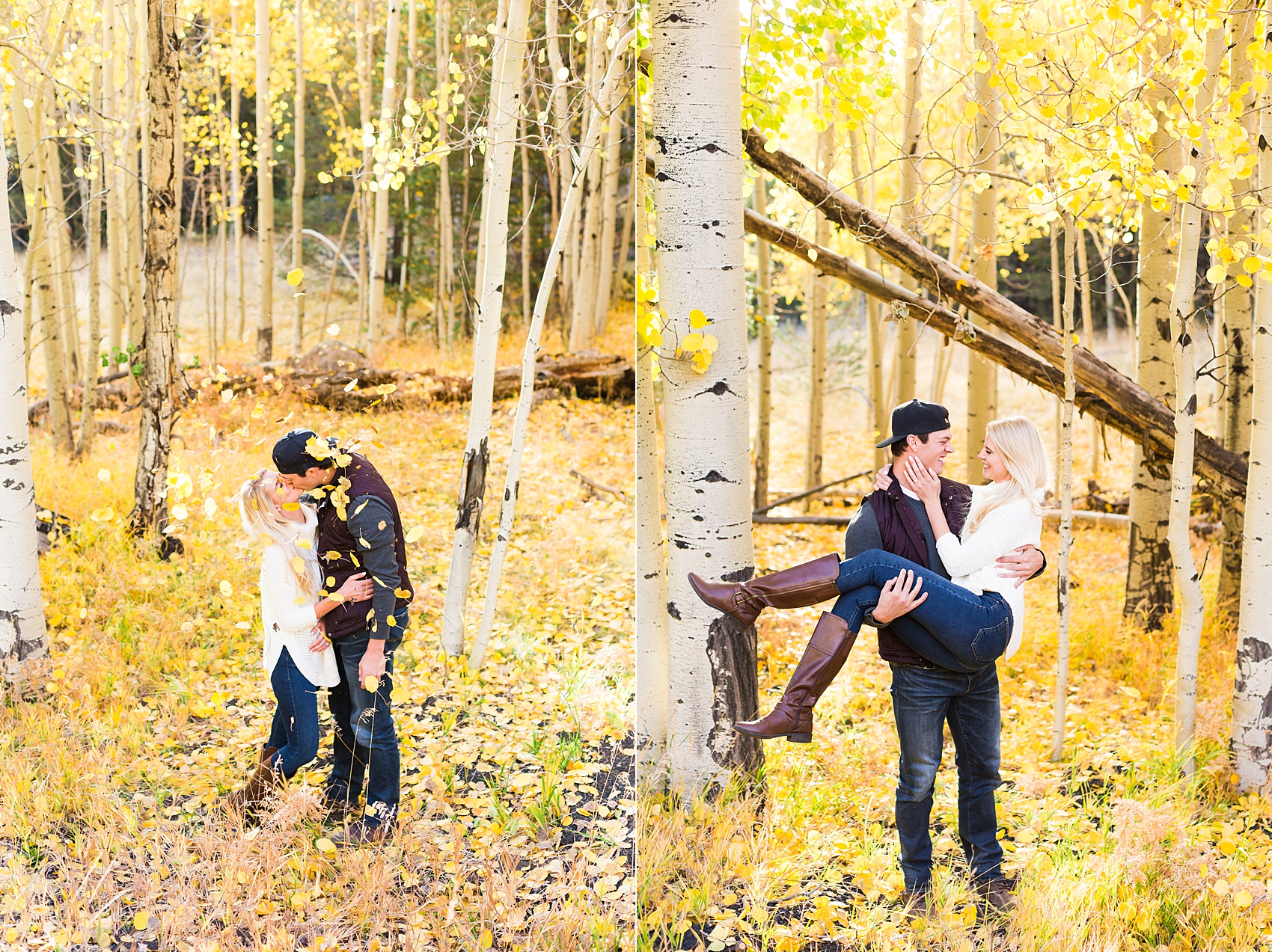 Leah Hope Photography | Flagstaff Arizona | Aspen Corner | Fall Yellow Aspen Leaves | Engagement Pictures | What to Wear | Couples Poses | In Love | Engaged