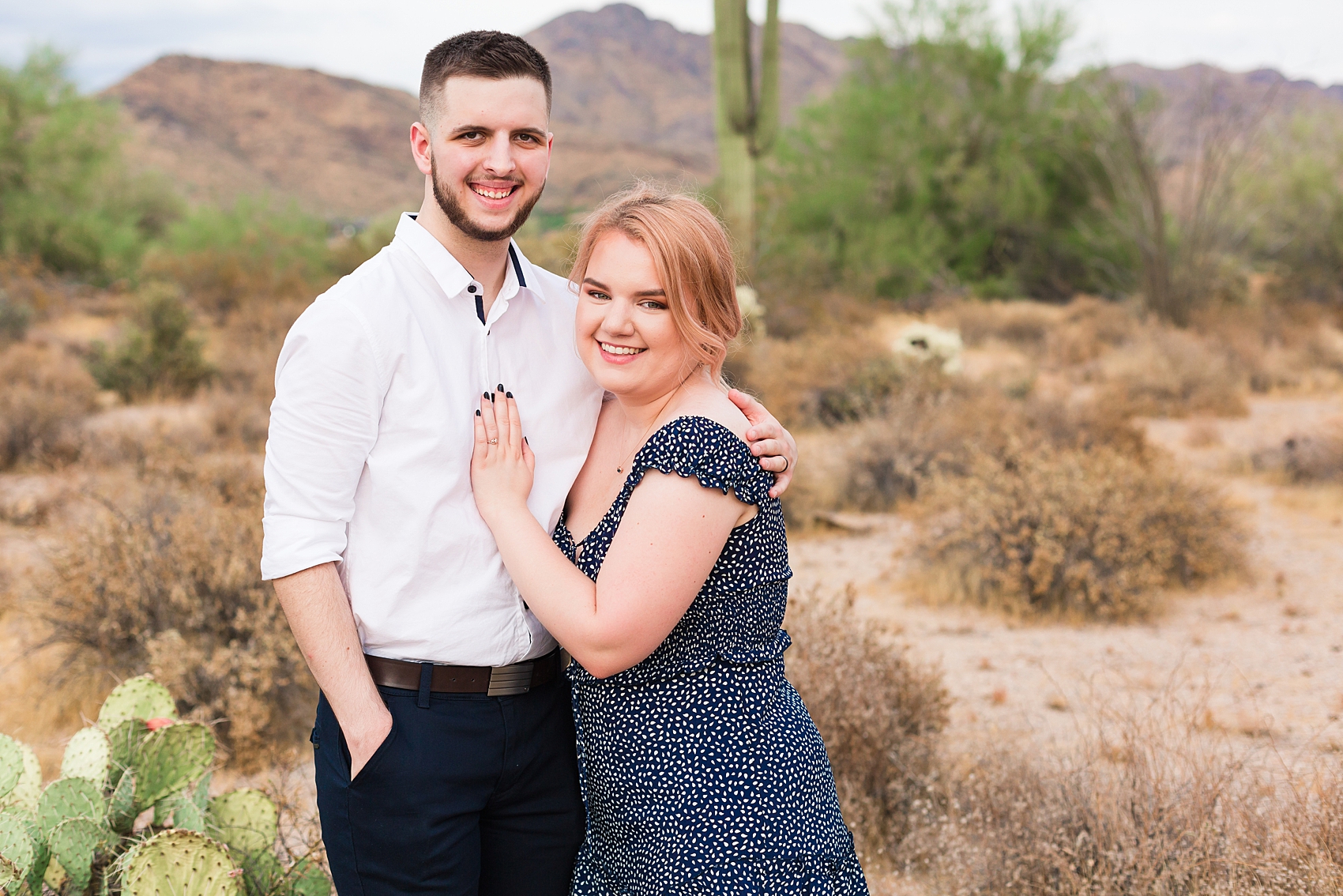 Leah Hope Photography | Scottsdale Cave Creek Phoenix Arizona | Desert Landscape Cactus Scenery | Engagement Pictures | Engaged | Married | In Love | Couples Poses | What to Wear