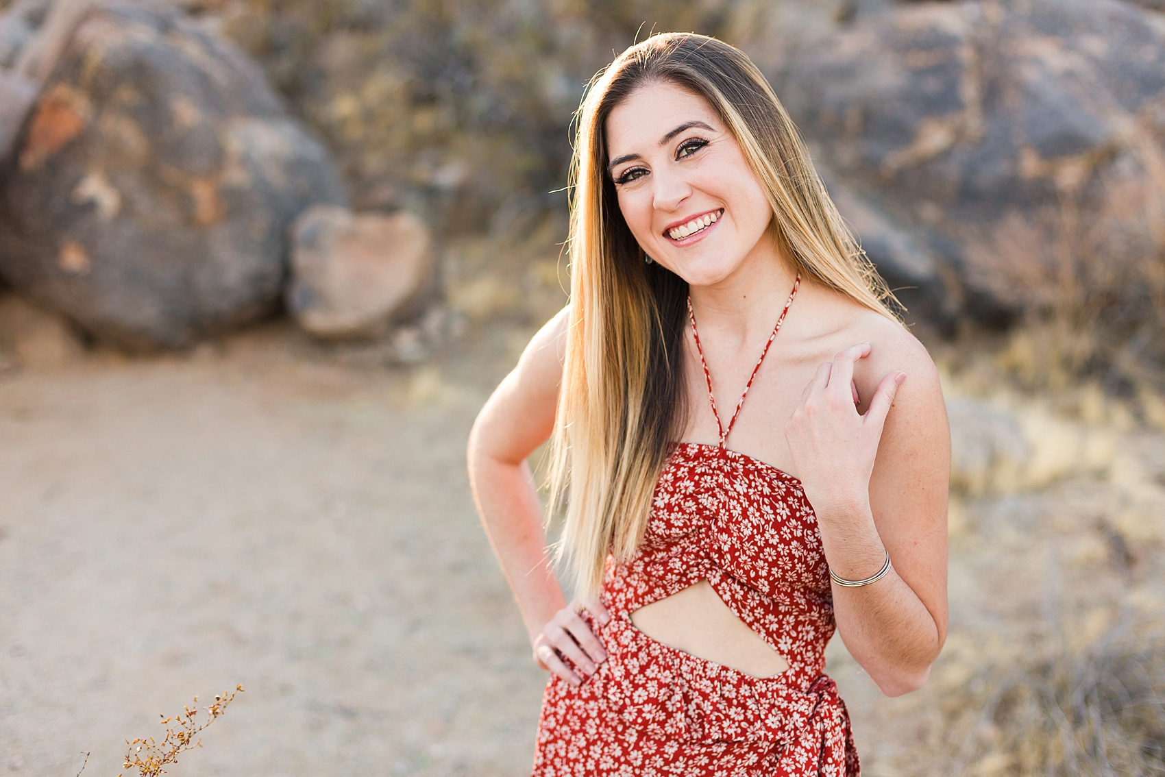 Leah Hope Photography | Scottsdale Phoenix Arizona | Desert Landscape Cactus Boulder Scenery | College Senior Pictures | RN | What to Wear | Senior Poses | Champagne | Graduation