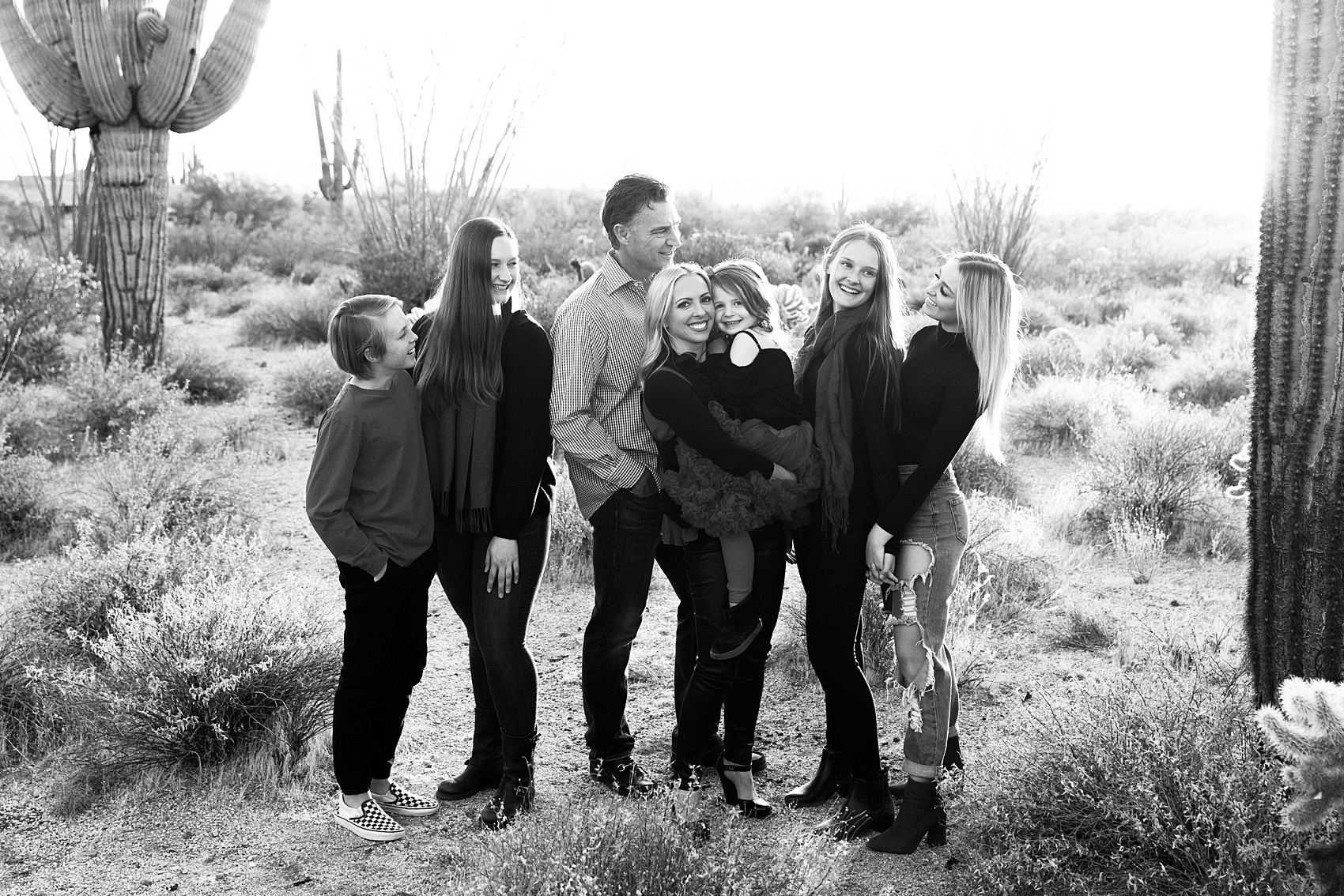 Leah Hope Photography | Scottsdale Phoenix Arizona | Desert Landscape Cactus Scenery | Sunset Golden Hour Family Photos | Family Pictures | Christmas Outfits | Family Poses