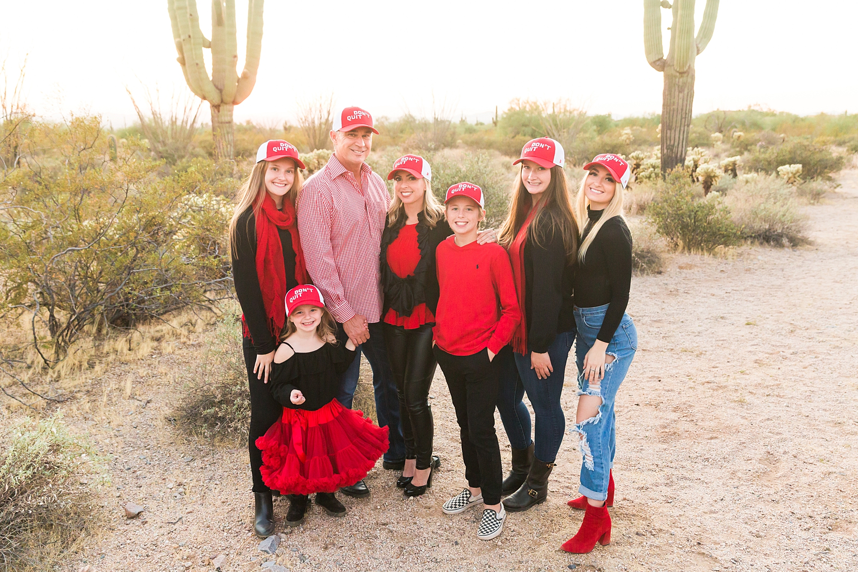 Leah Hope Photography | Scottsdale Phoenix Arizona | Desert Landscape Cactus Scenery | Sunset Golden Hour Family Photos | Family Pictures | Christmas Outfits | Family Poses