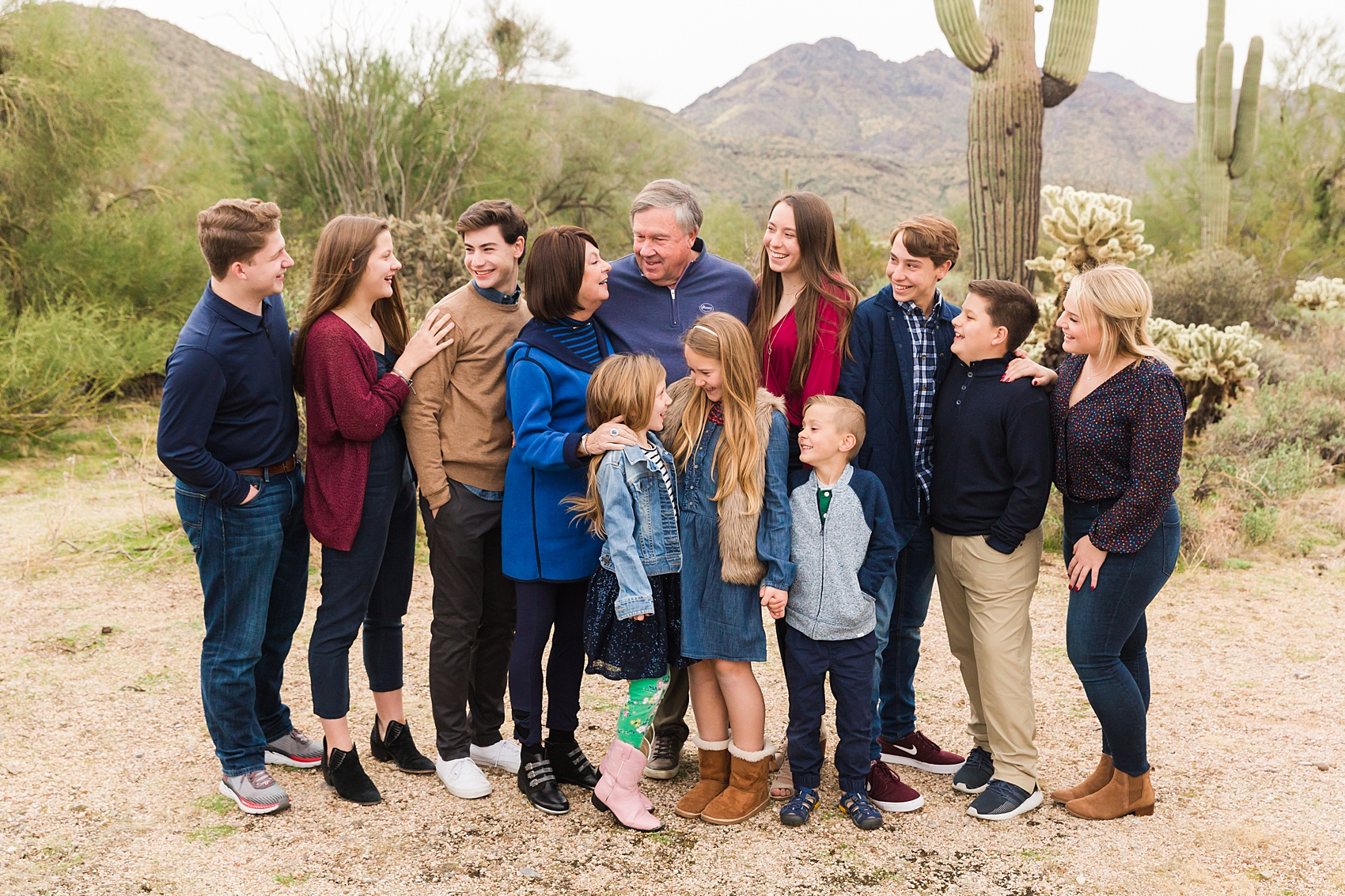 Leah Hope Photography | Scottsdale Phoenix Arizona | Family Pictures Photographer | Extended Family Photos | Grandparents | Multi-generational | Desert Landscape Cactus Scenery