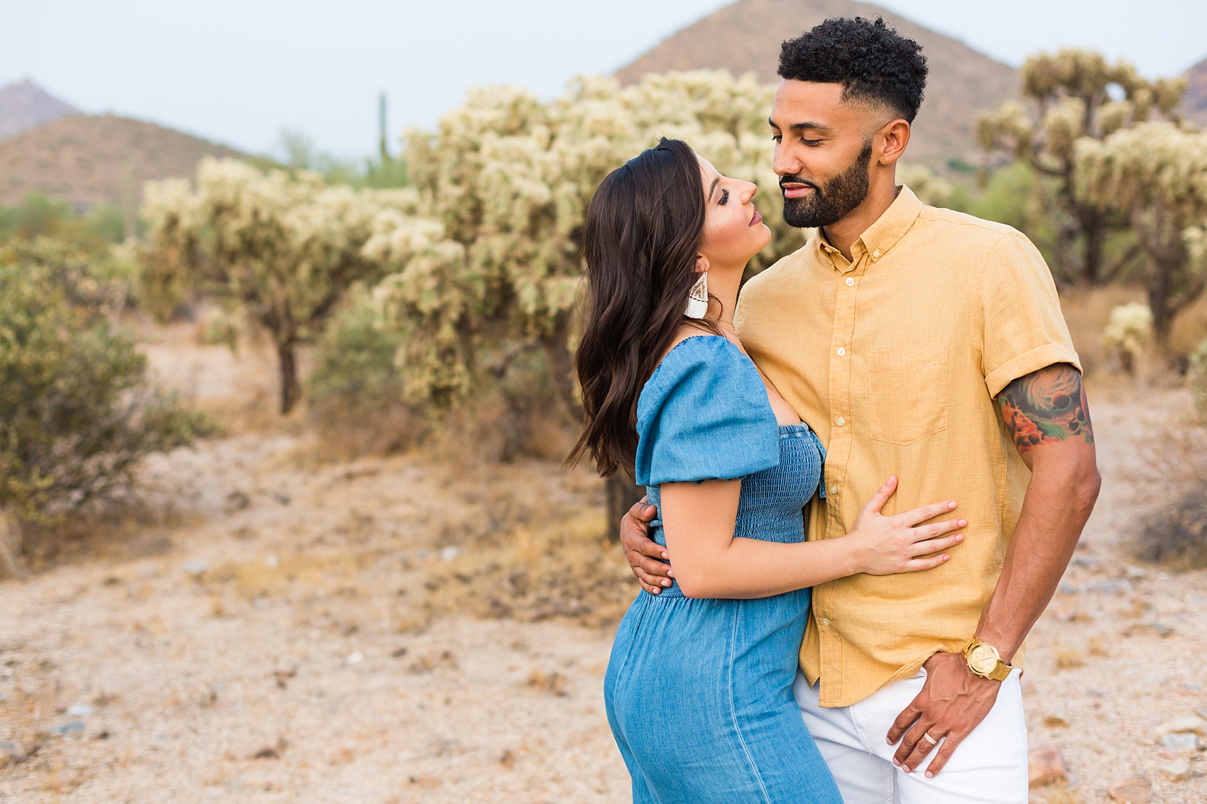 Leah Hope Photography | Scottsdale Phoenix Arizona | Desert Landscape Cactus Scenery | Couple Photos | In Love | Romantic Couple Pictures | Baby Announcement | Baby Surprise | What to Wear | How to Pose | Couple Poses | Portrait Photographer | Engagement Photography 